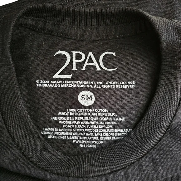 Tupac Black & White Graphic Print Tee Size Small - Picture 3 of 4